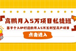 高鹏月入5万项目私徒班，基于个人IP打造的月入5万互利型高产项目！