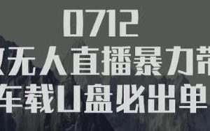 树敌‮习研‬社抖音无人直播暴力带货车载U盘必出单，单号单日产出300纯利润